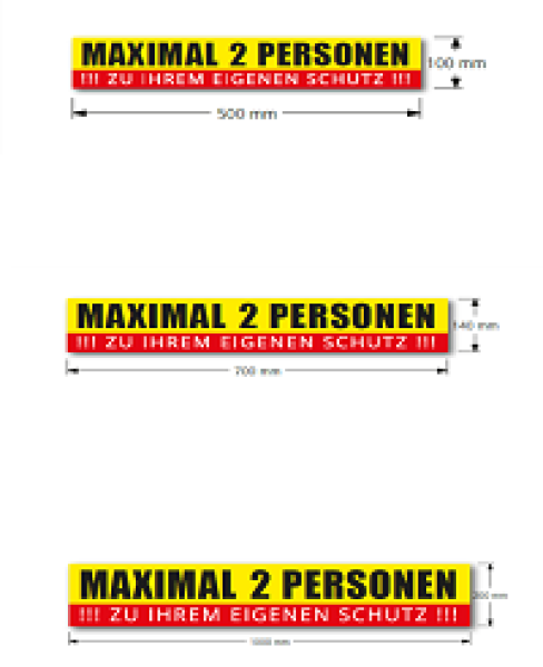 Bodenkleber gelb "Maximum 2 Personen" Anti-Rutsch